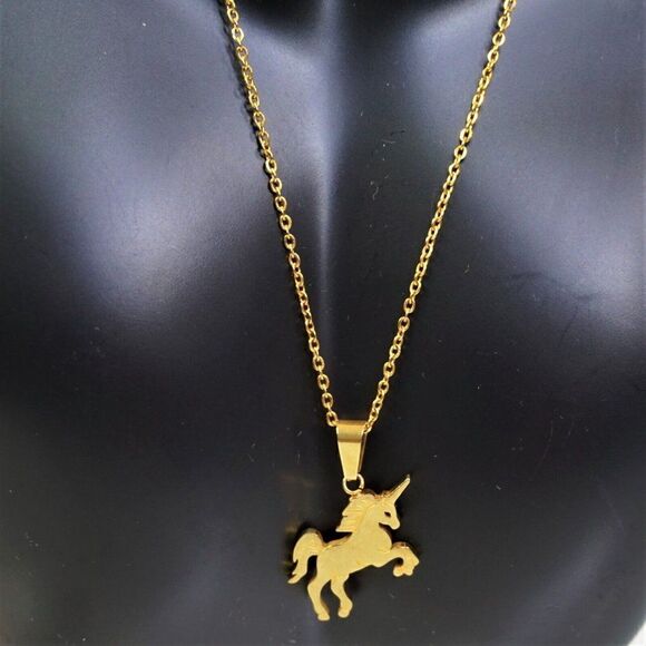 Unicorn Necklace For Girls Gold Color 13 Inch Child Jewelry - Picture 3 of 6